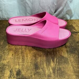 Lemon Jelly Sunny Shoes Women Size 38/7-7.5 Fushia Pink Platform Slide Sandals
